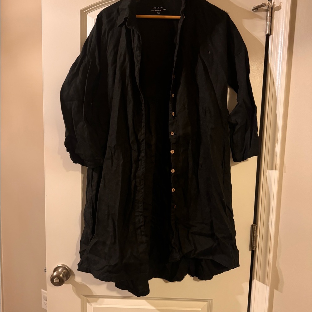 Simply Grey Black Button-Up Dress